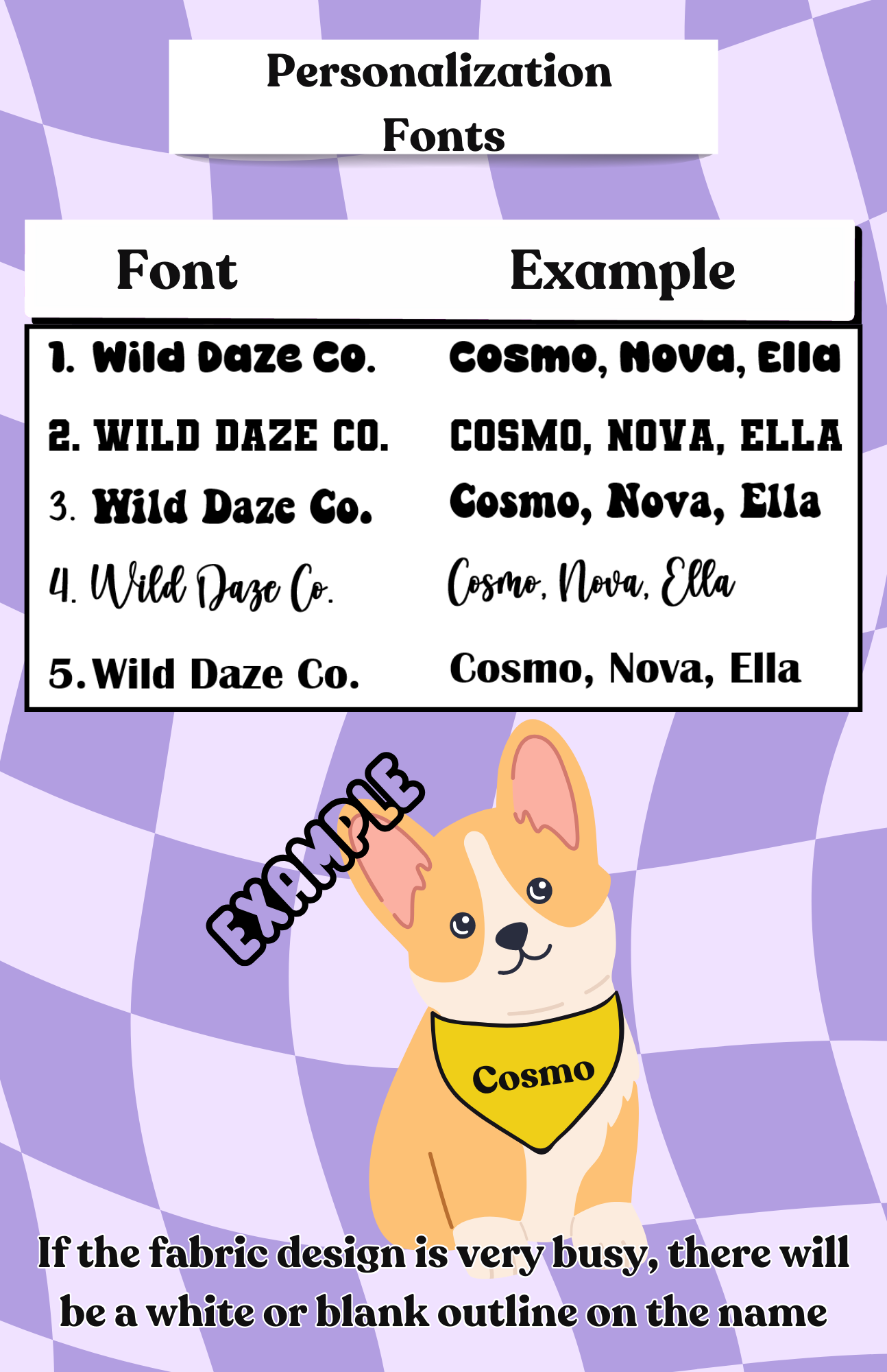 Vinyl Name Add-on for Dog Bandana