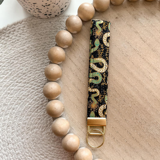 Golden Snakes Wristlet Keychain