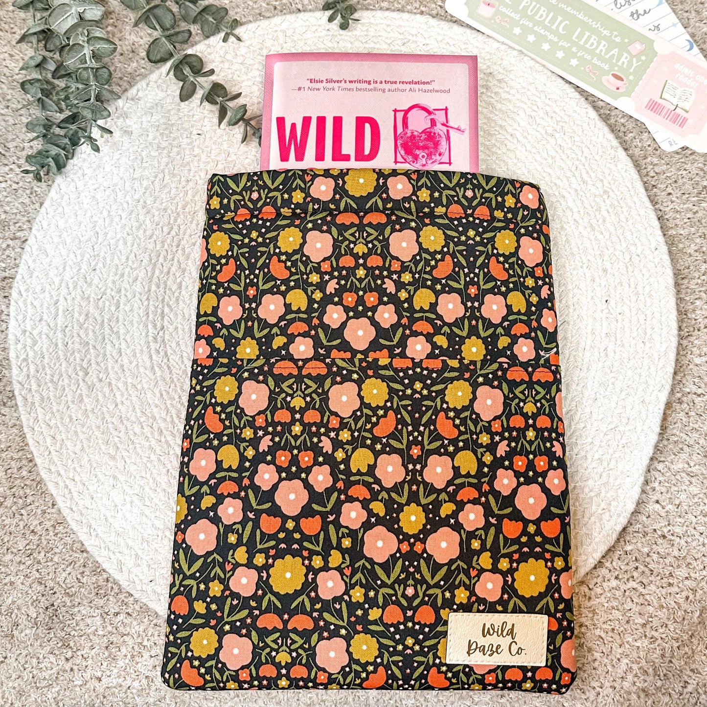 Black Floral Book Sleeve