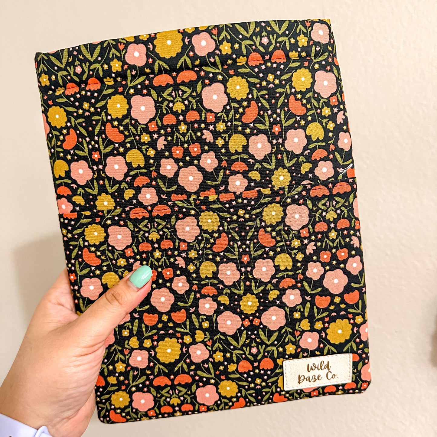 Black Floral Book Sleeve