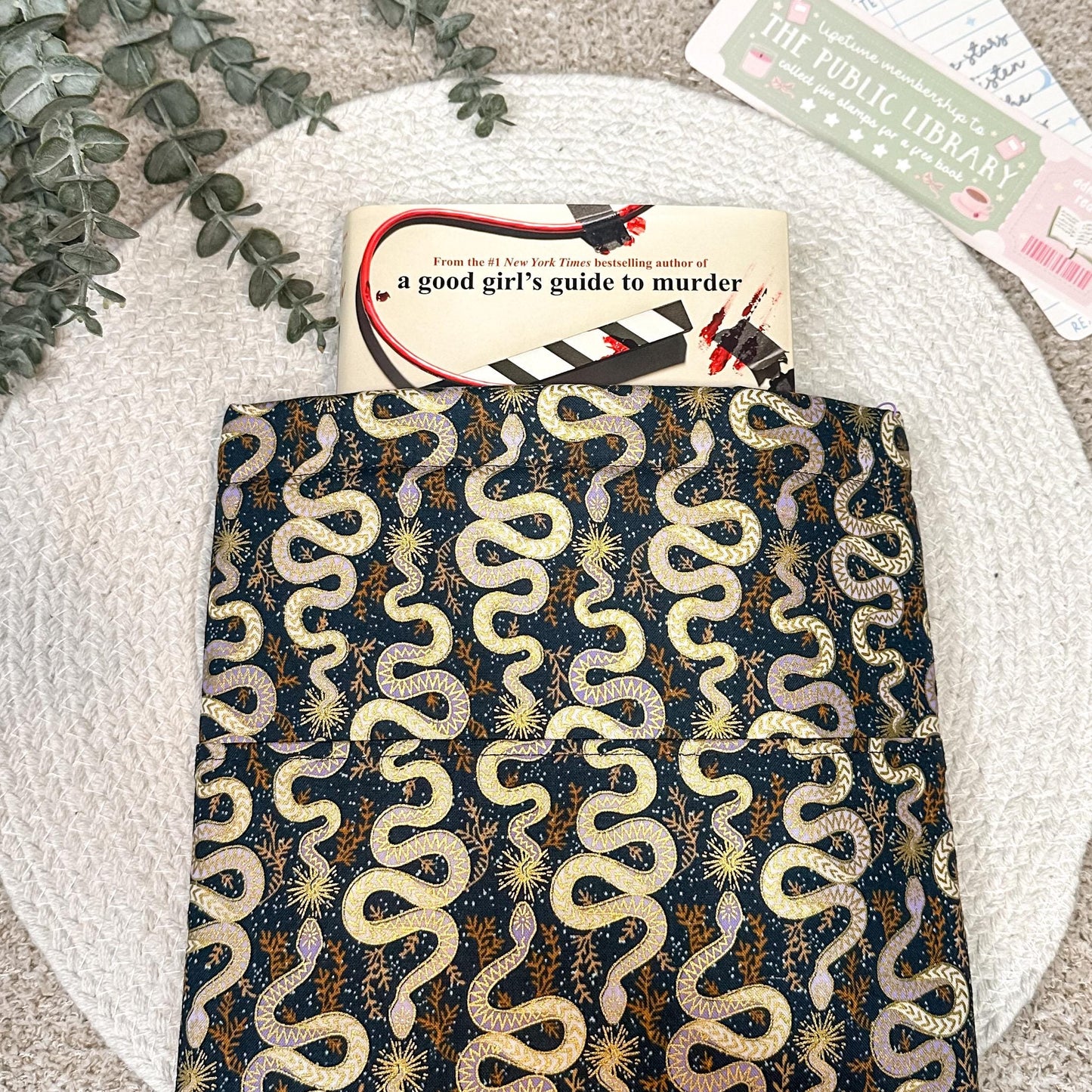 Purple Gold Snakes Book Sleeve