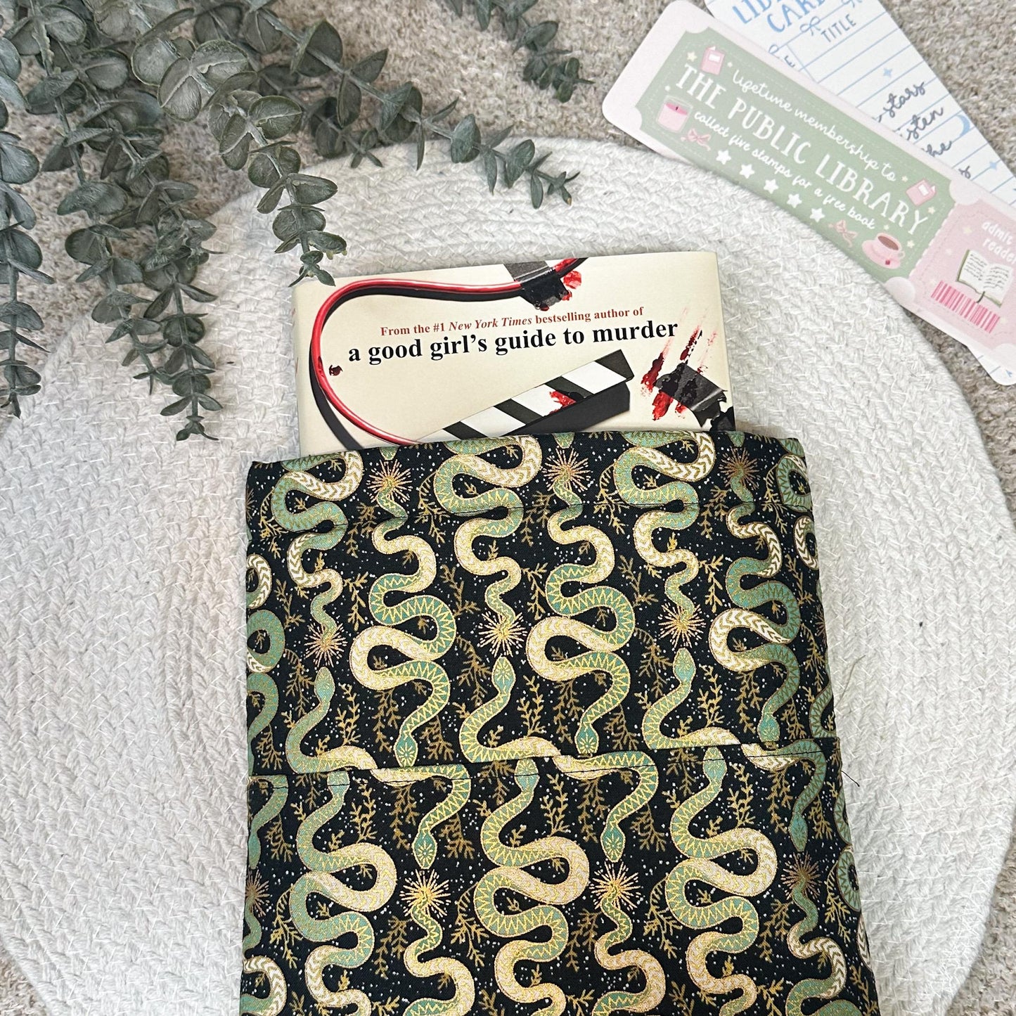 Green Gold Snakes Book Sleeve