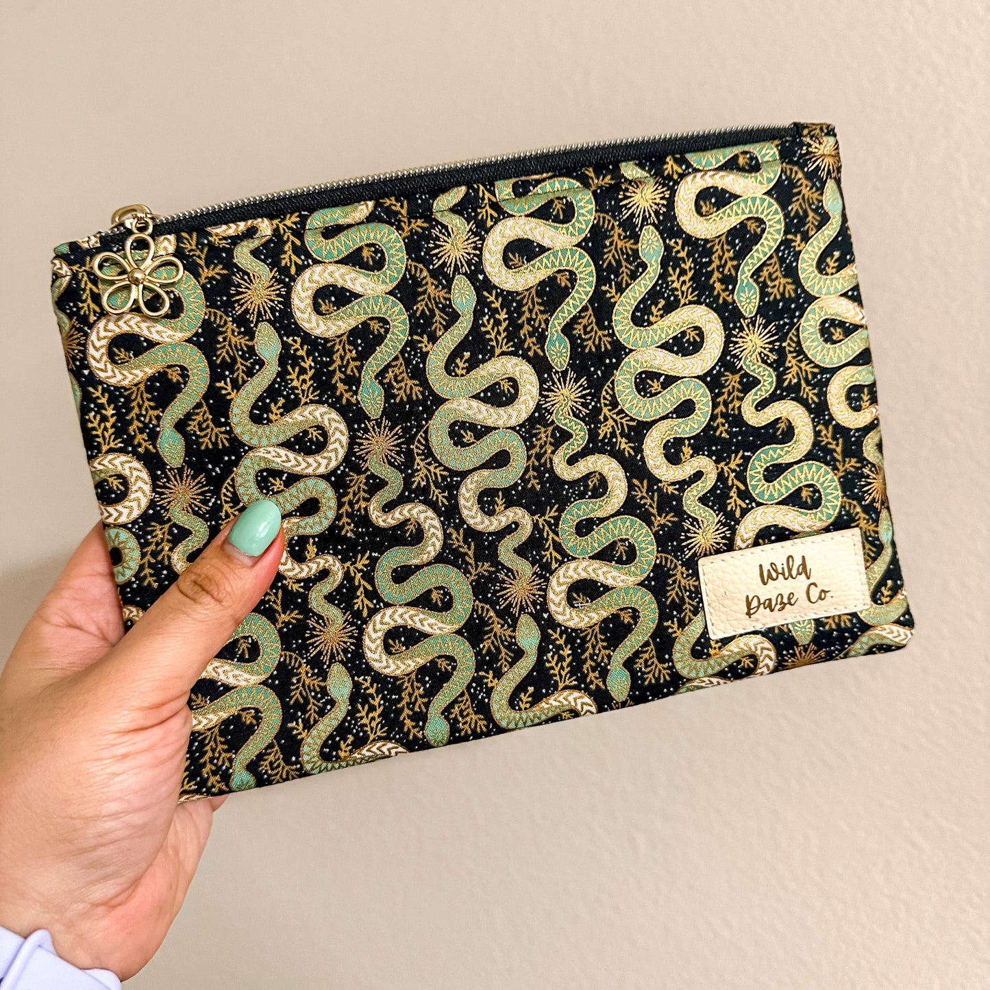 Green Gold Snakes Book Sleeve