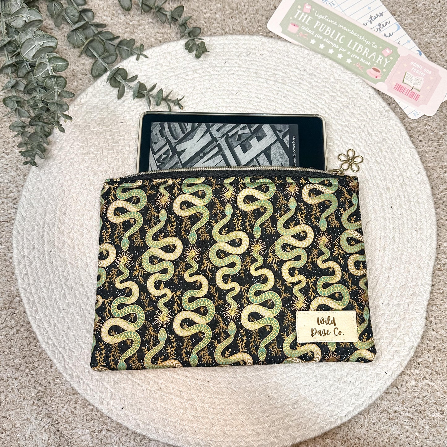 Green Gold Snakes Book Sleeve