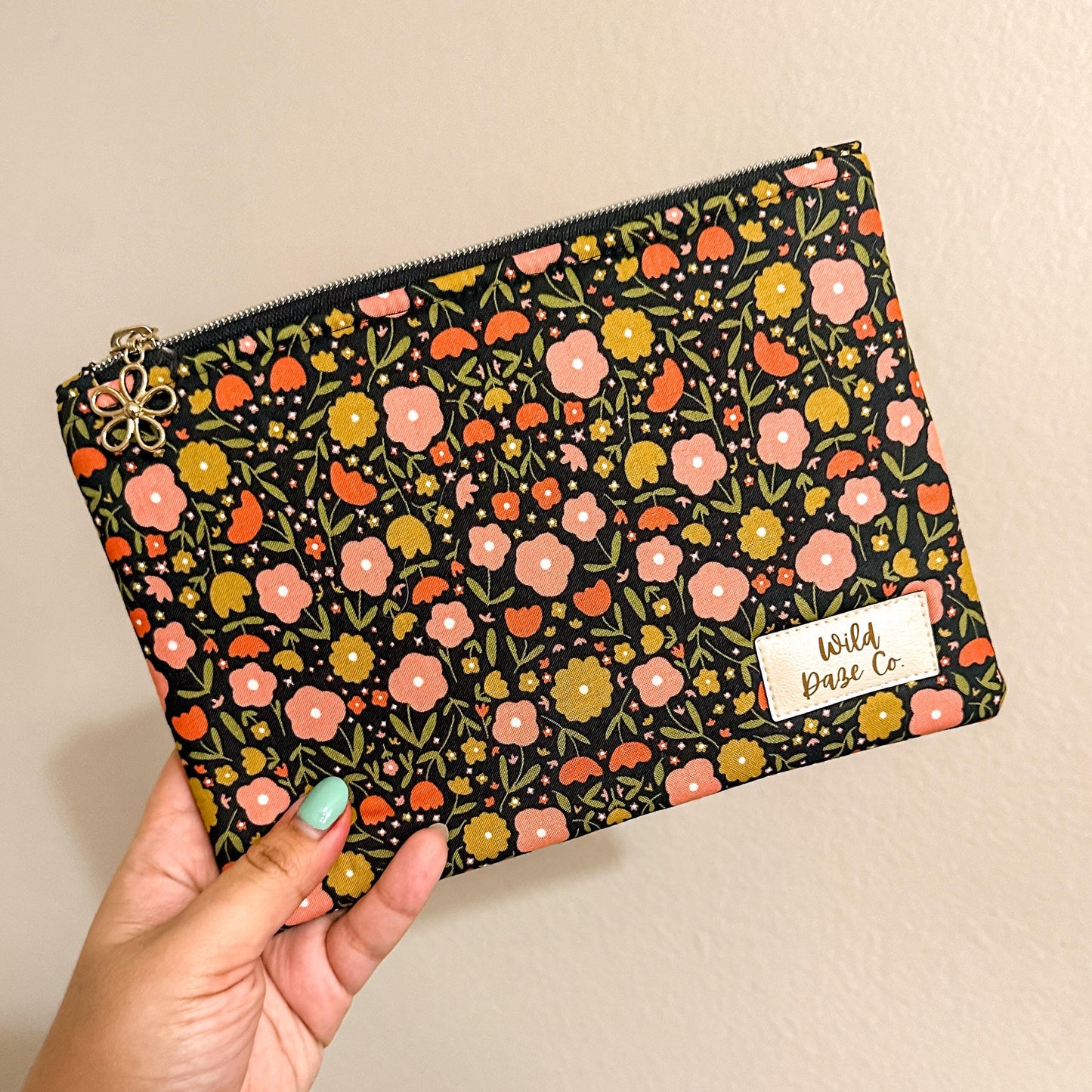 Black Floral Book Sleeve
