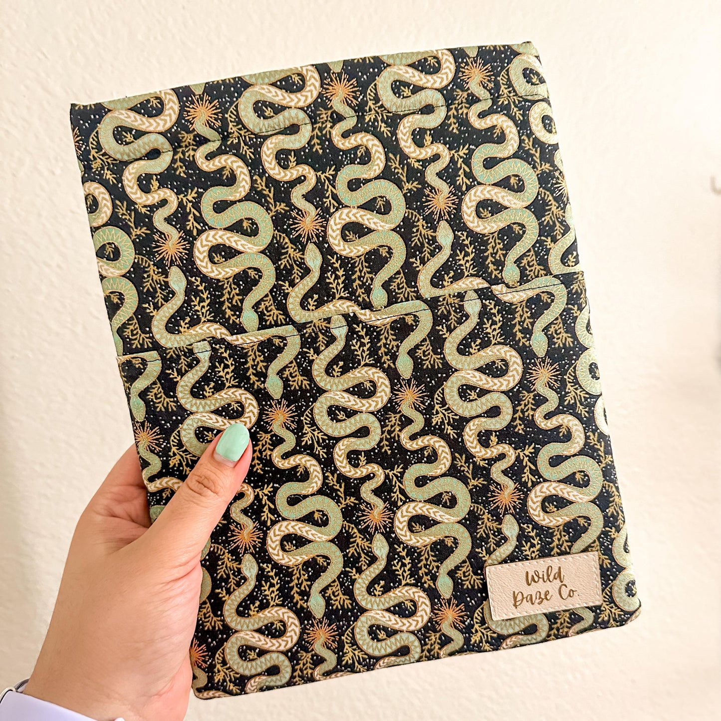 Green Gold Snakes Book Sleeve