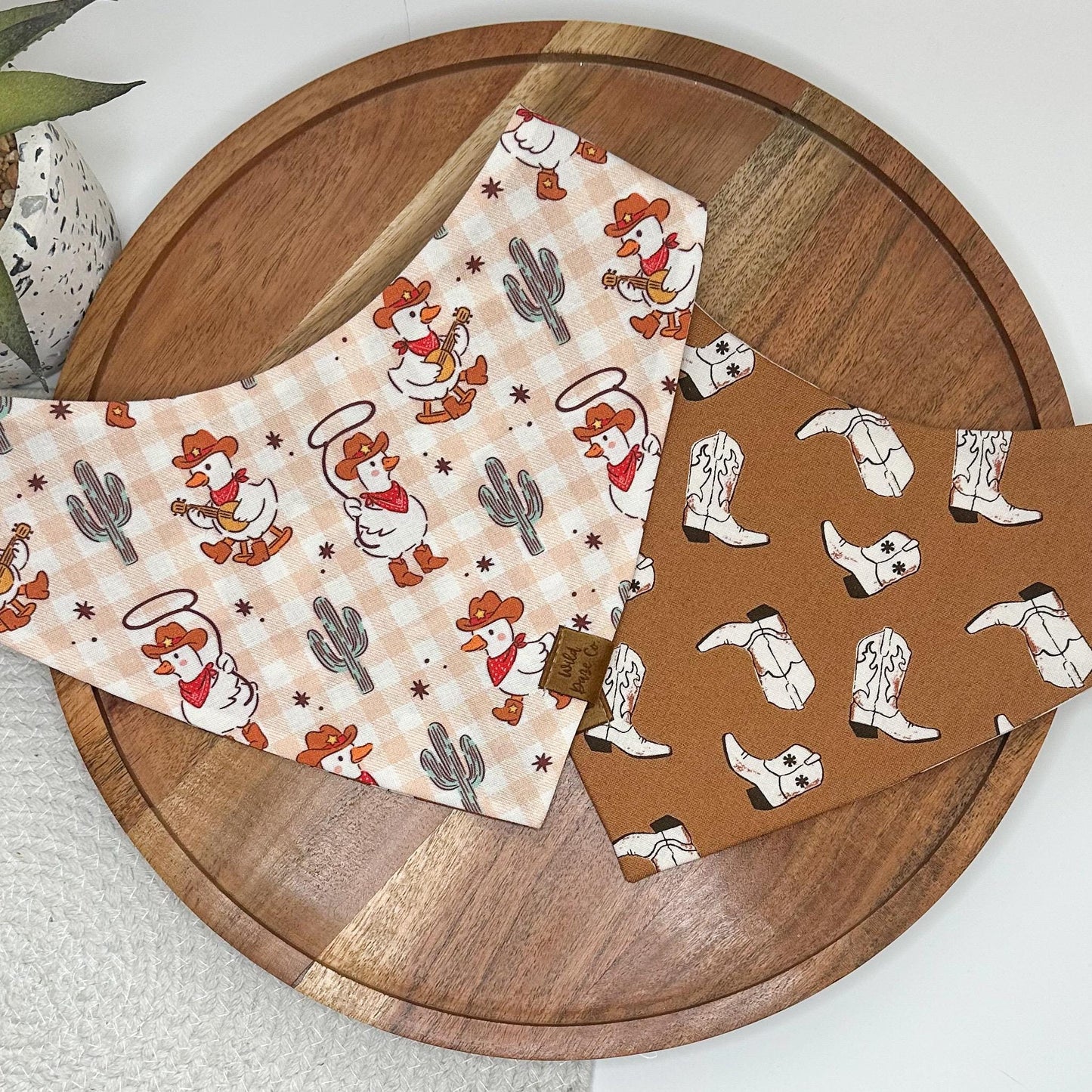 Silly Western Goose and Boots Dog Bandana