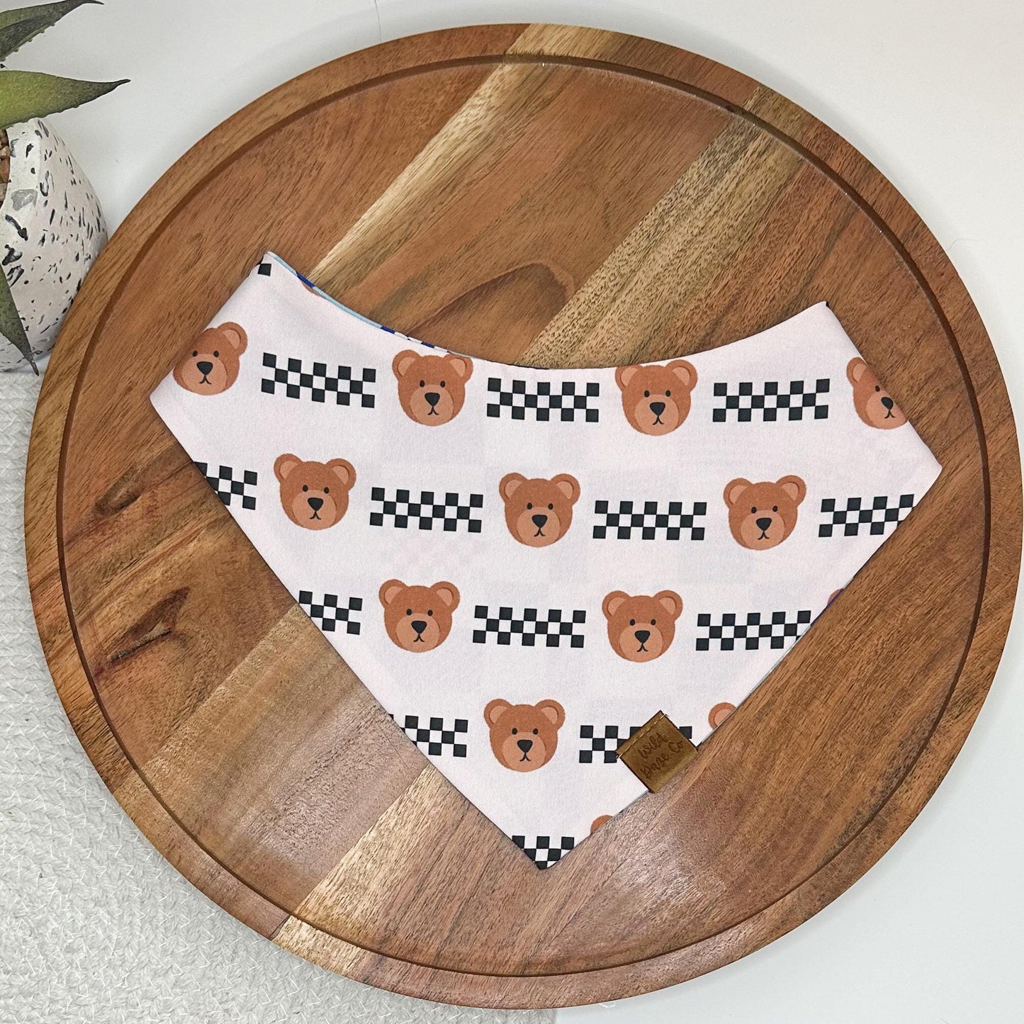 Teddy Bears and Blue Checkered Dog Bandana