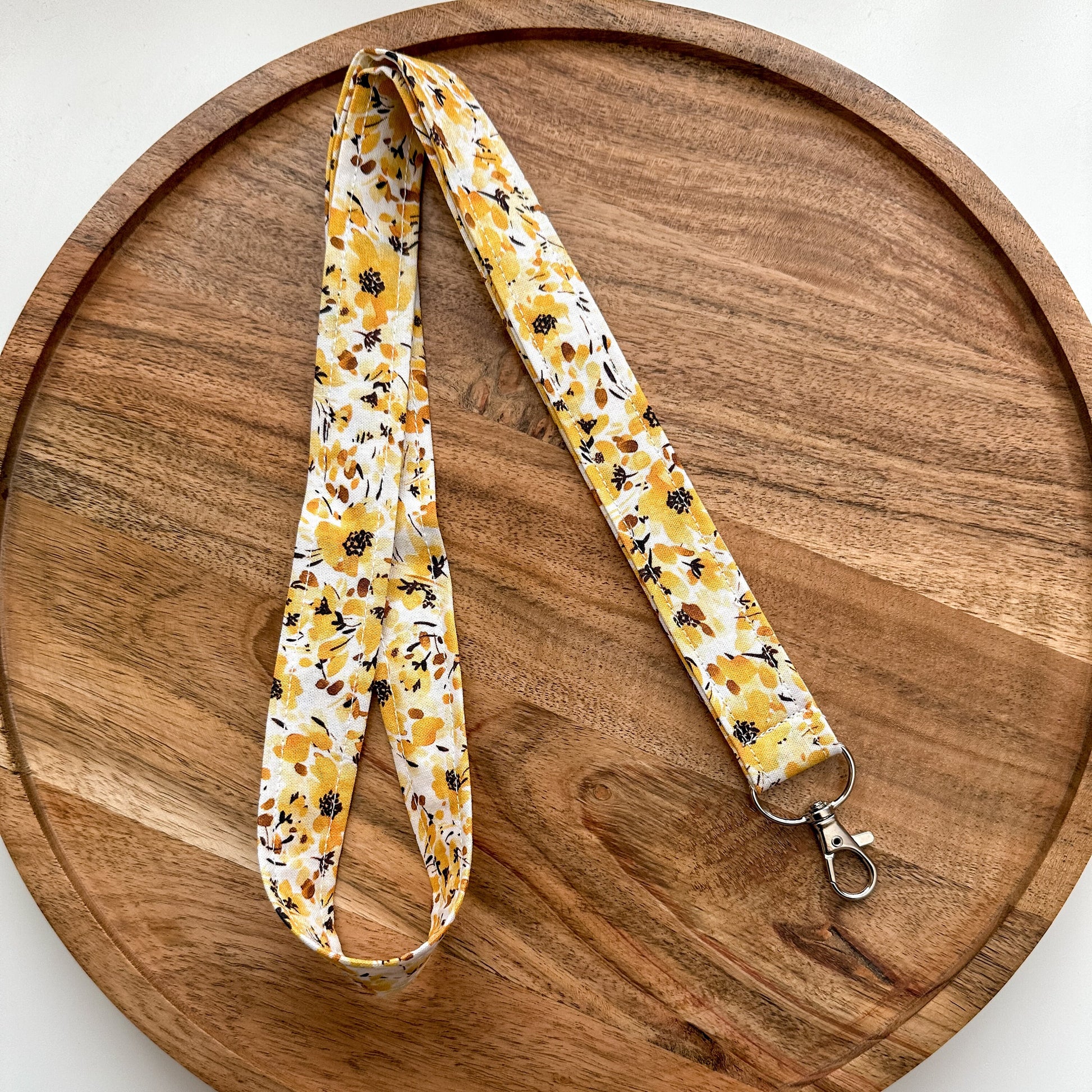 Yellow Floral Lanyard | Key Lanyard | ID Badge Lanyard