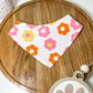 Pink and Mint Happy Smile Flower Daisies Floral Dog Bandana