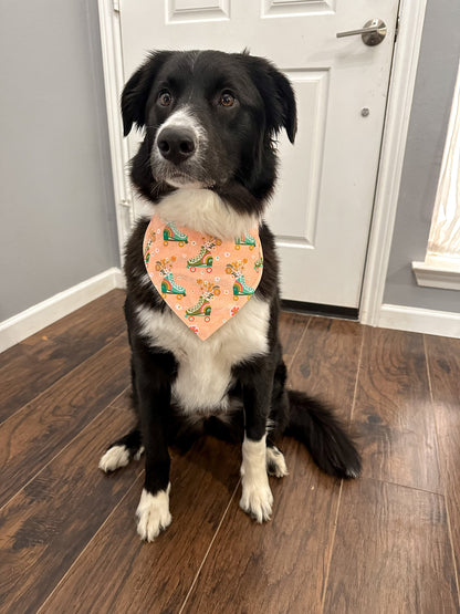 Pink and Mint Retro Skater Floral Waves Dog Bandana