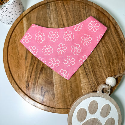 Pink and Mint Happy Smile Flower Daisies Floral Dog Bandana