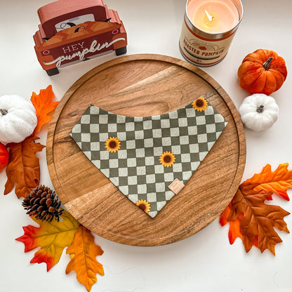 Checkered Sunflower Dog Bandana