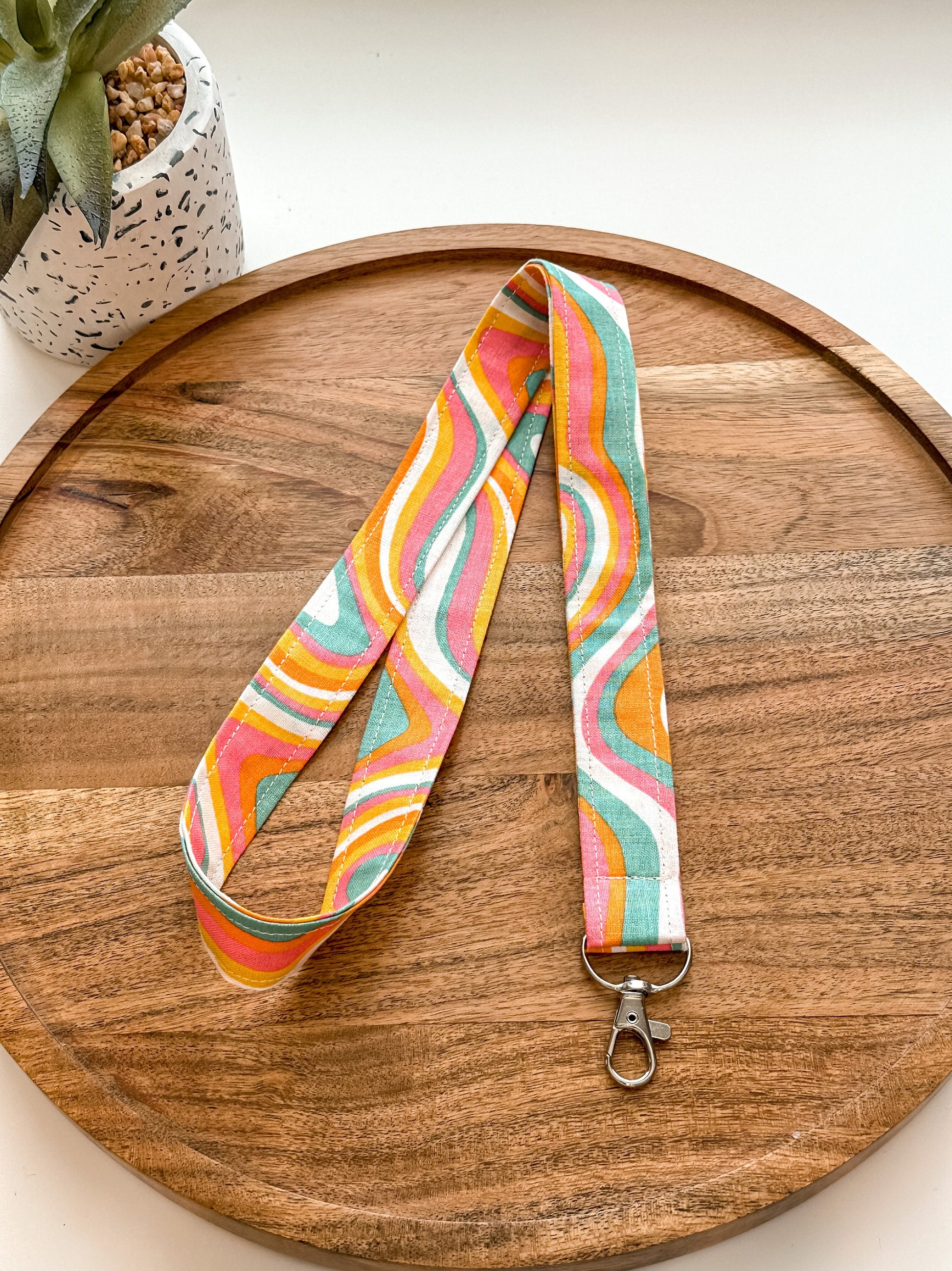 Retro Waves Key Lanyard | ID Badge Lanyard