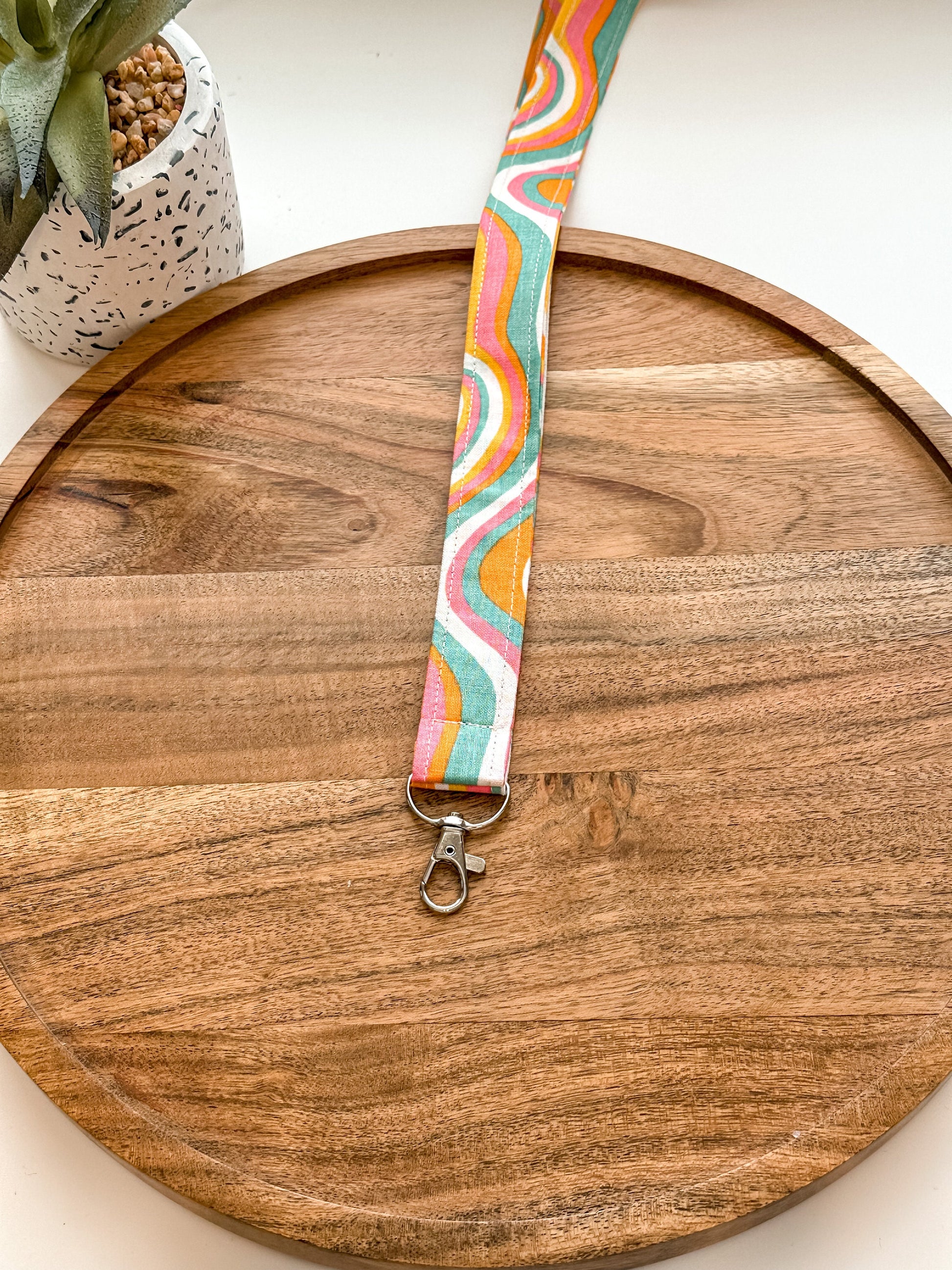 Retro Waves Key Lanyard | ID Badge Lanyard