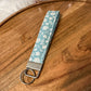 Neutral Blue Floral Wristlet Keychain | Key Fob Wristlet | Key Wrist Lanyard | Gift for Her