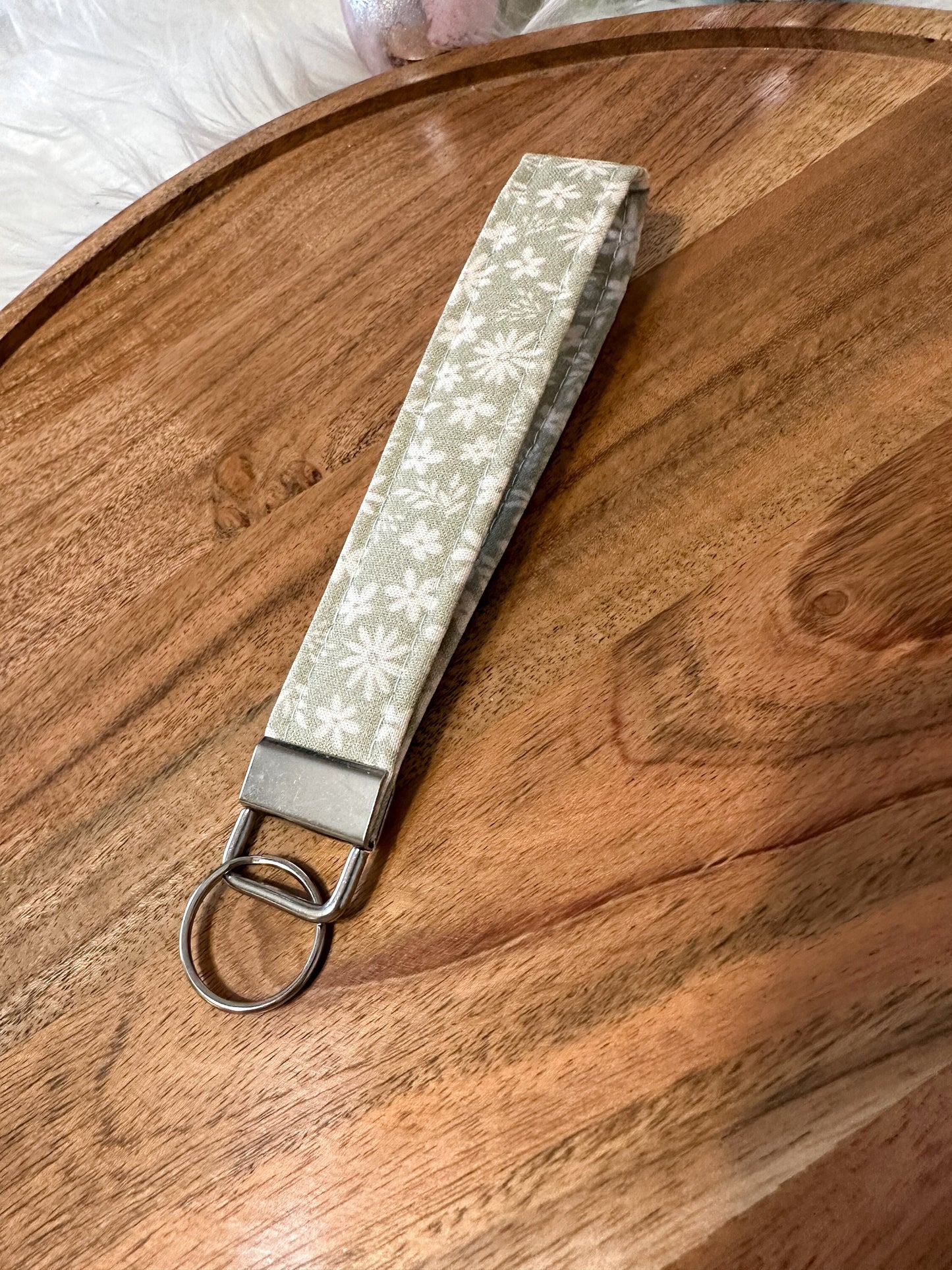 Sage Green Floral Wristlet Keychain | Key Fob Wristlet | Key Wrist Lanyard | Gift for Her