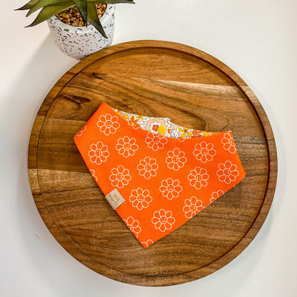 Retro Orange Daisies Dog Bandana