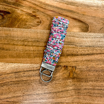 Floral Print Scrunchie Key Fob Wristlet Handmade Keychain | Stocking Stuffer | Gifts for Her