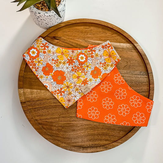 Retro Orange Daisies Dog Bandana