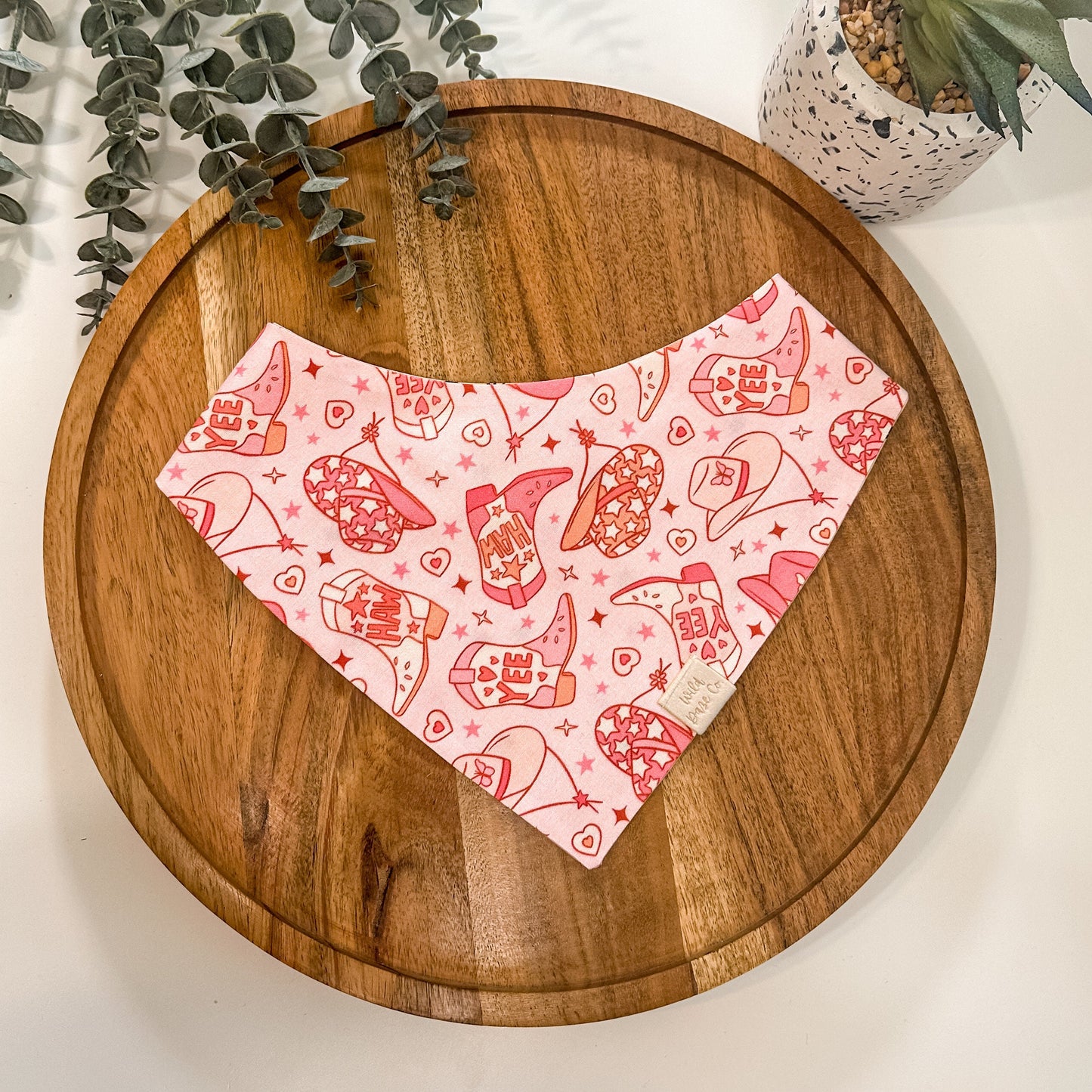 Pink Yee Haw Western Cowgirl Dog Bandana