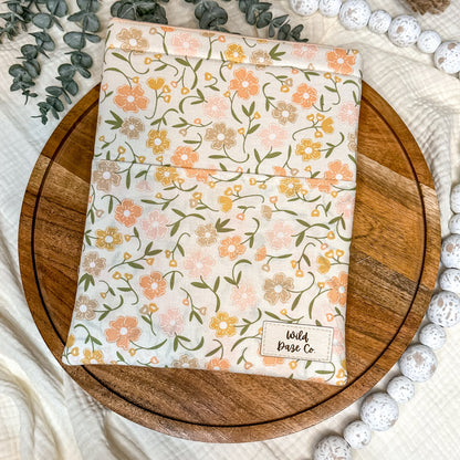 Neutral Floral Book Sleeve | Gift for Her | Padded Book Sleeve with Pocket | Kindle Zipper Pouch | Gift for Book Lovers | Bookworm Gift