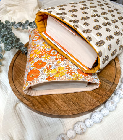 Neutral Floral Book Sleeve | Gift for Her | Padded Book Sleeve with Pocket | Kindle Zipper Pouch | Gift for Book Lovers | Bookworm Gift