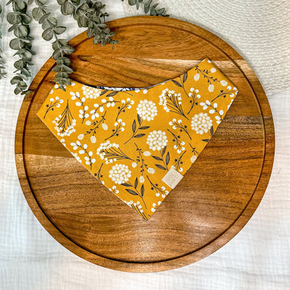 Mustard Floral with Boho Patchwork Dog Bandana