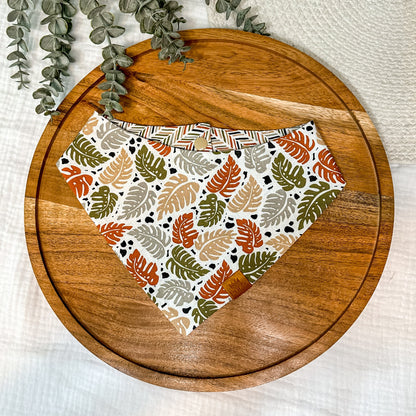 Muted Boho Monstera Dog Bandana