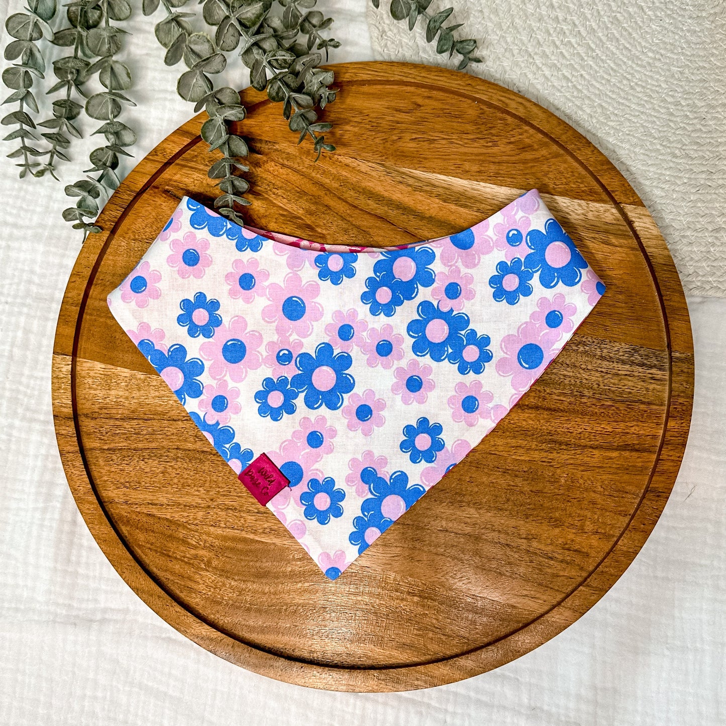 Hot Pink Checkered Floral Dog Bandana