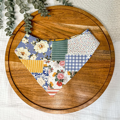 Mustard Floral with Boho Patchwork Dog Bandana