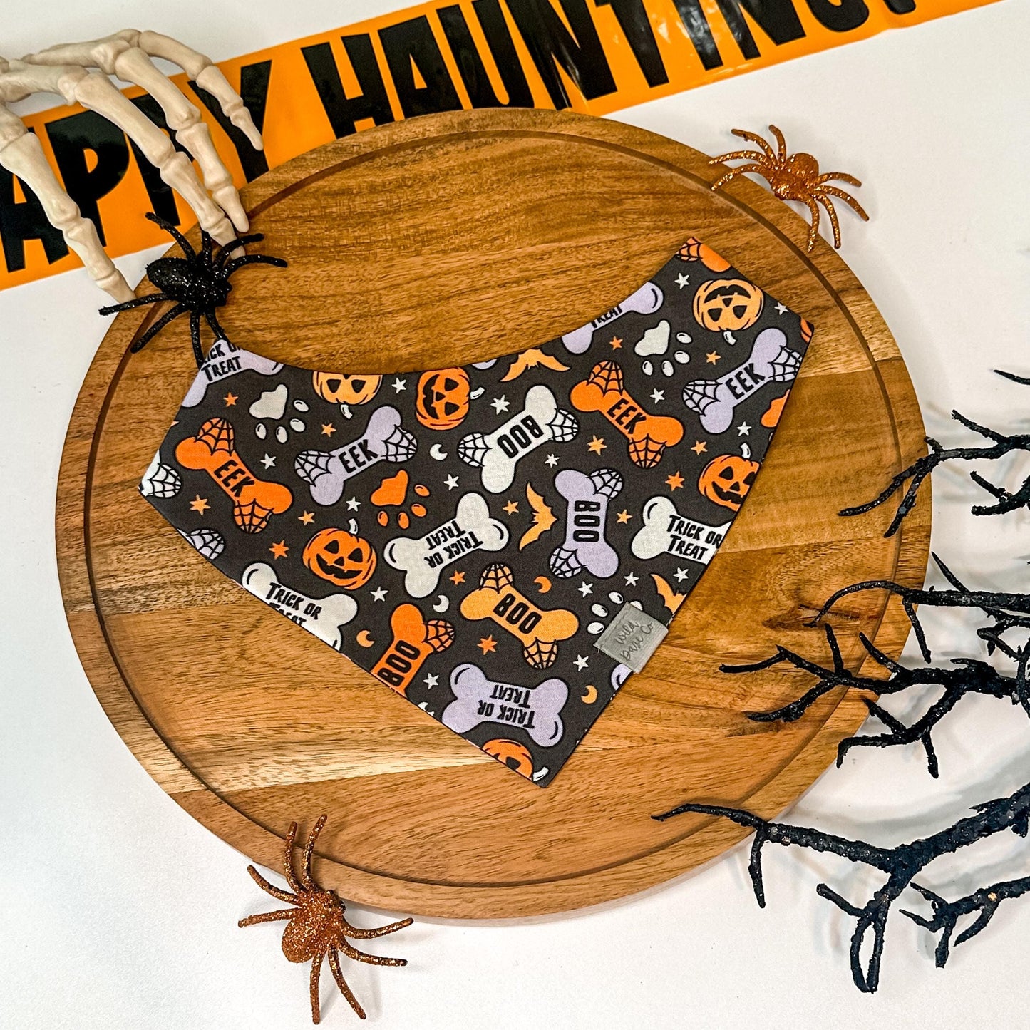 Spooky Paws and Bones Halloween Dog Bandana