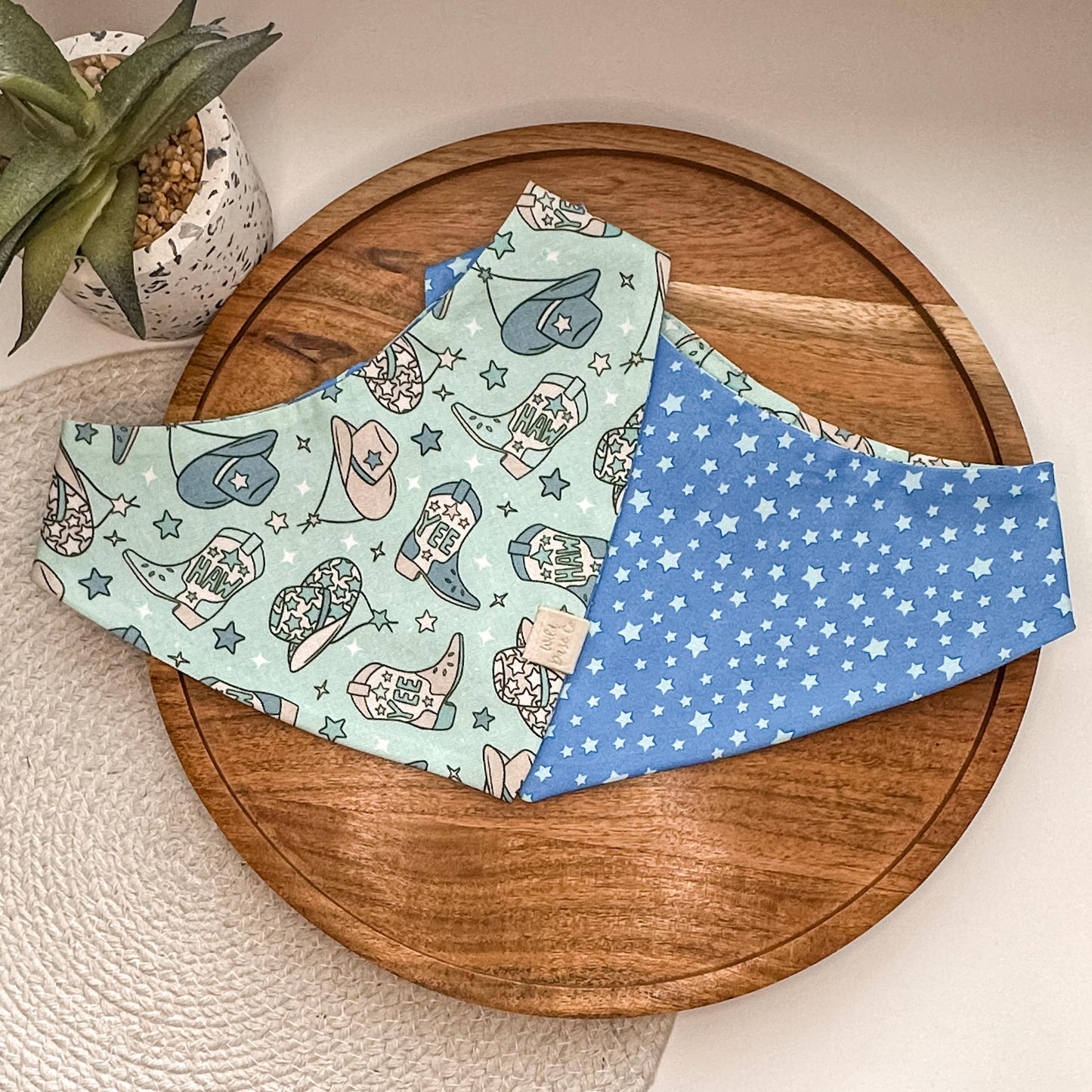 Blue Yee Haw Western Cowgirl Dog Bandana