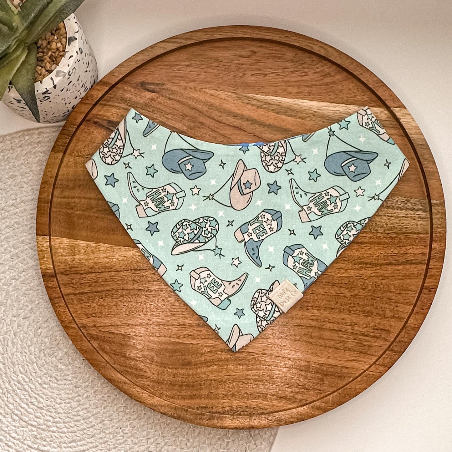 Blue Yee Haw Western Cowgirl Dog Bandana