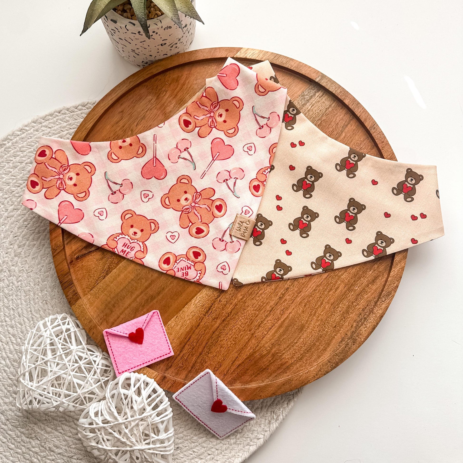 I Cherry-Ish You in Pink Dog Bandana | Pet Accessories Scarf | Pet Bandana | Snap On Reversible Bandana