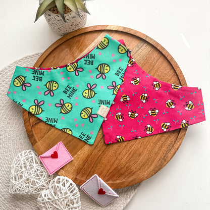 Bee Mine Dog Bandana | Pet Accessories Scarf | Pet Bandana | Snap On Reversible Bandana