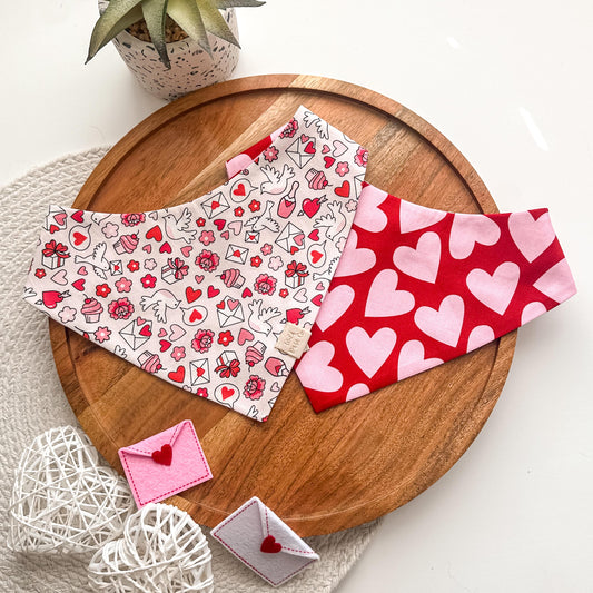 Love Letters Dog Bandana | Pet Accessories Scarf | Pet Bandana | Snap On Reversible Bandana