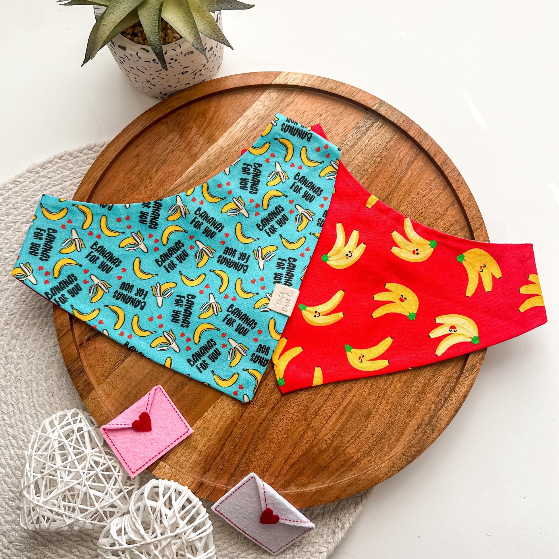 Bananas For You Dog Bandana | Pet Accessories Scarf | Pet Bandana | Snap On Reversible Bandana