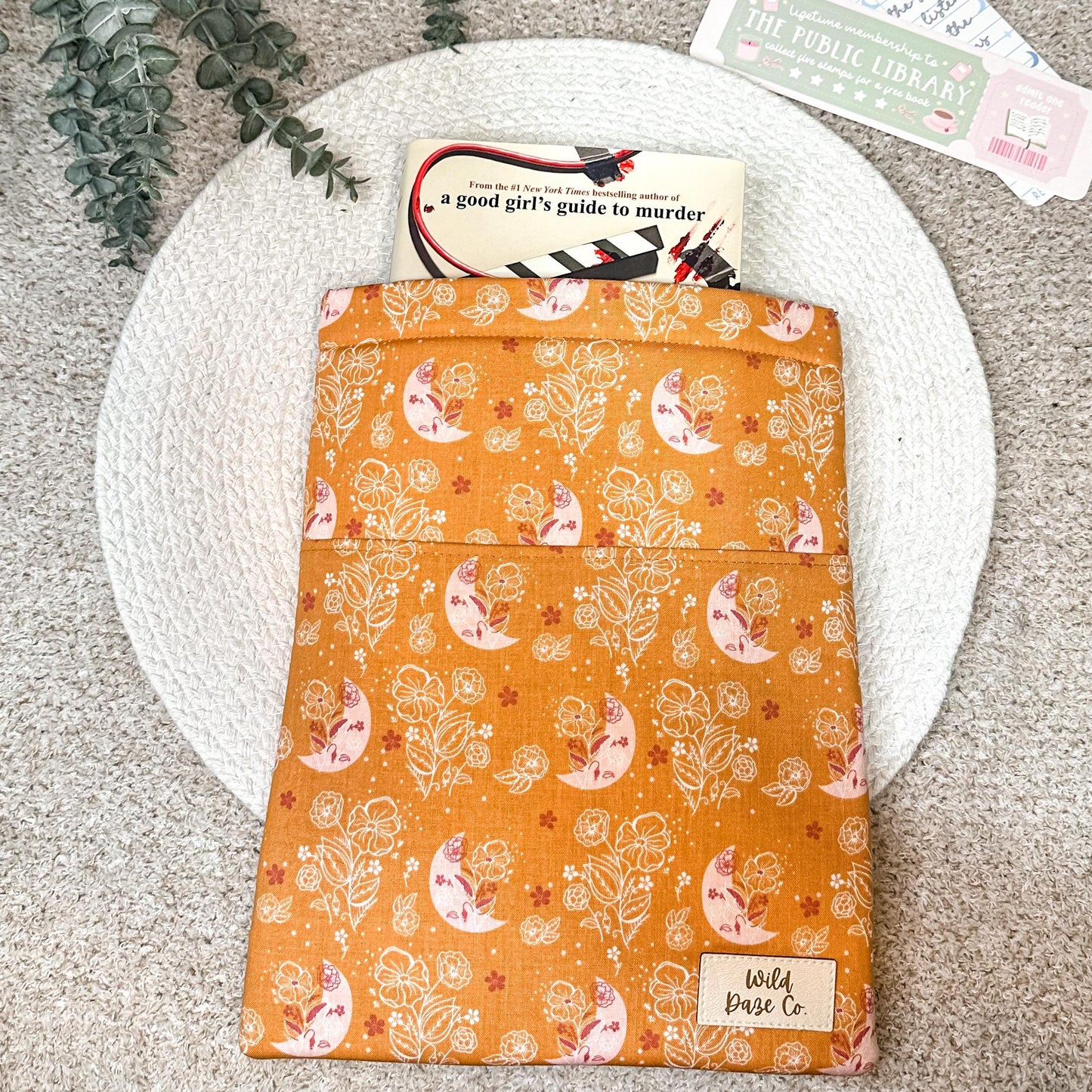 Orange Moon Floral Book Sleeve