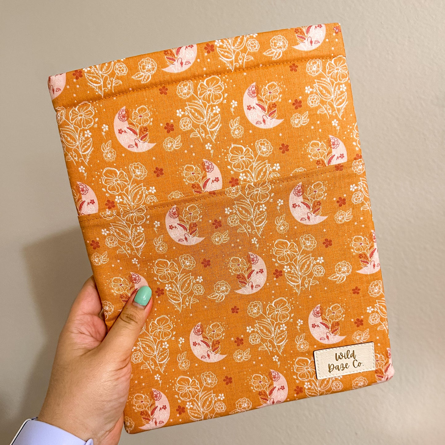 Orange Moon Floral Book Sleeve