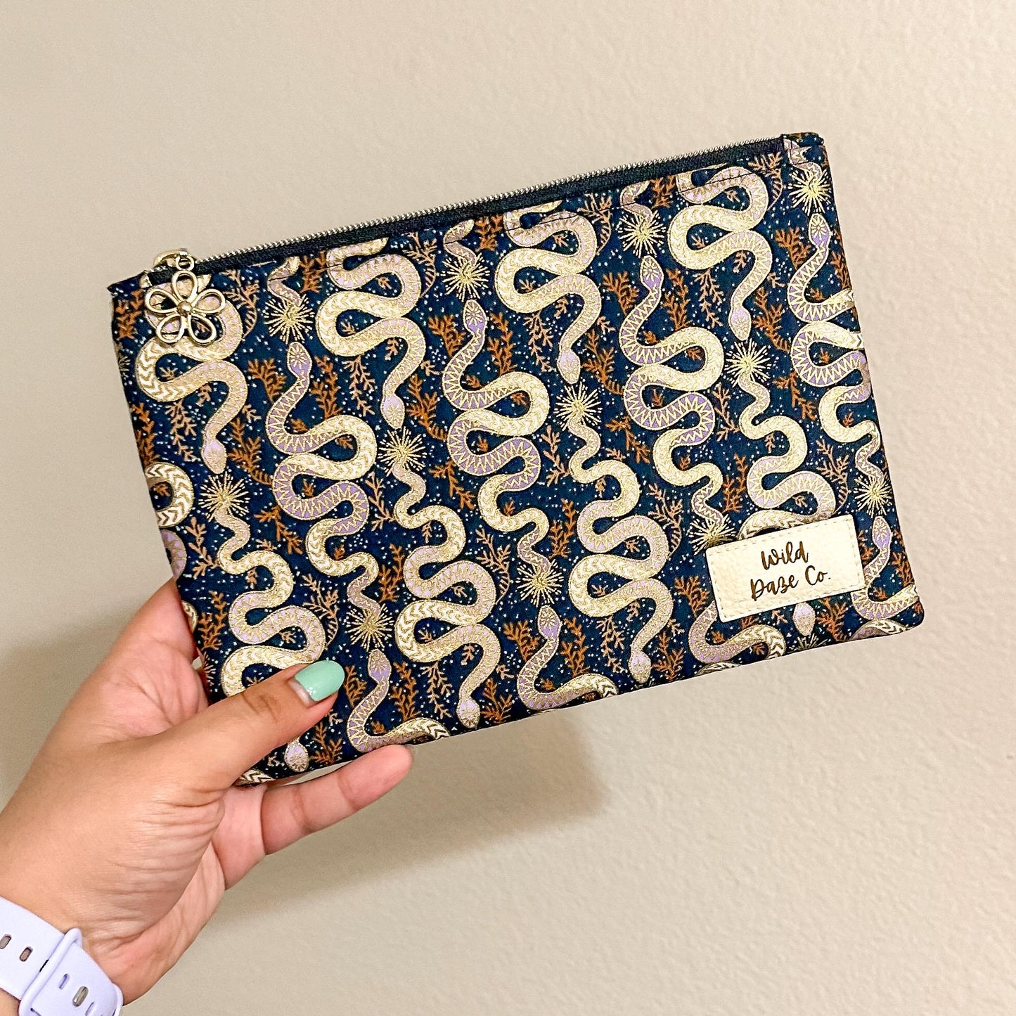 Purple Gold Snakes Book Sleeve