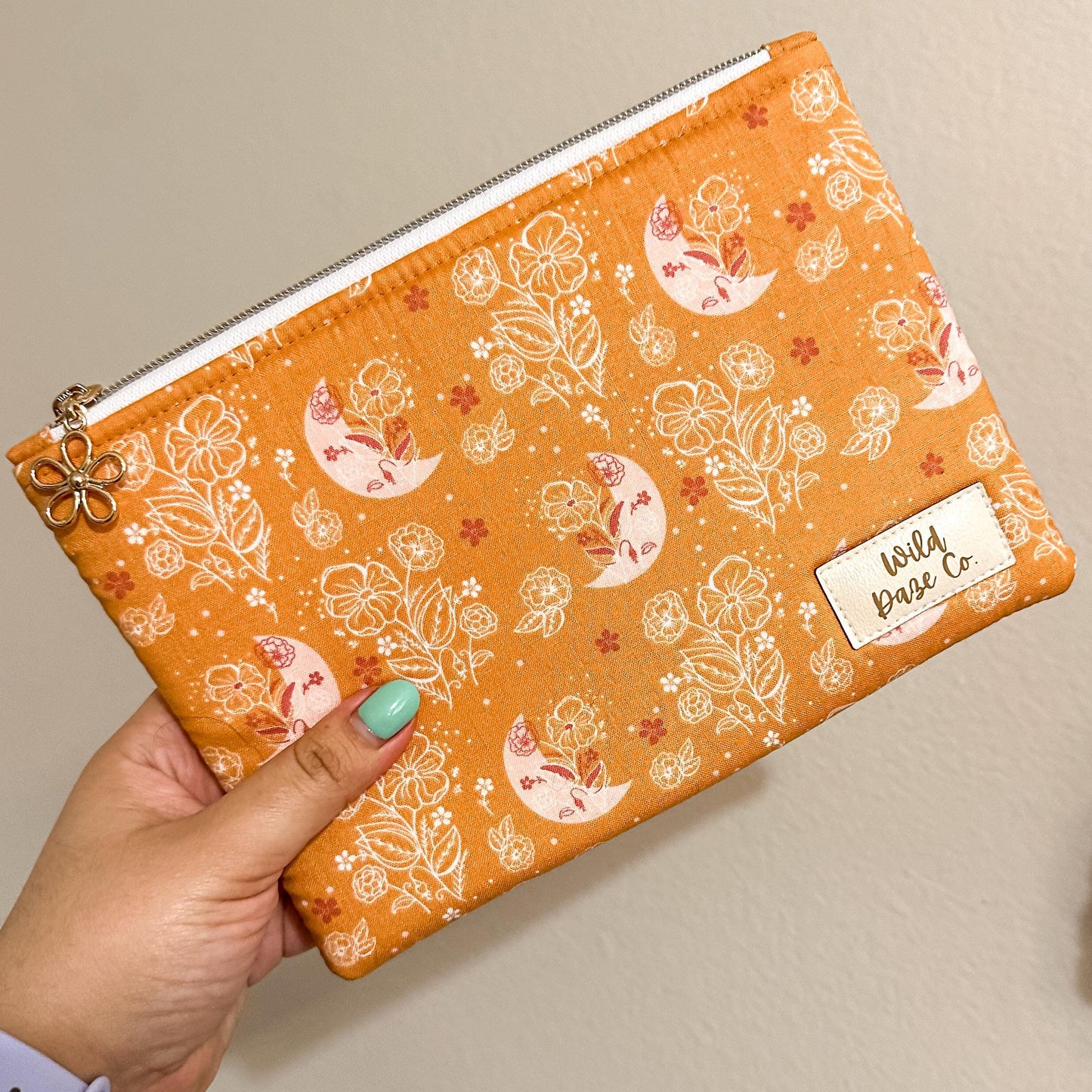 Orange Moon Floral Book Sleeve