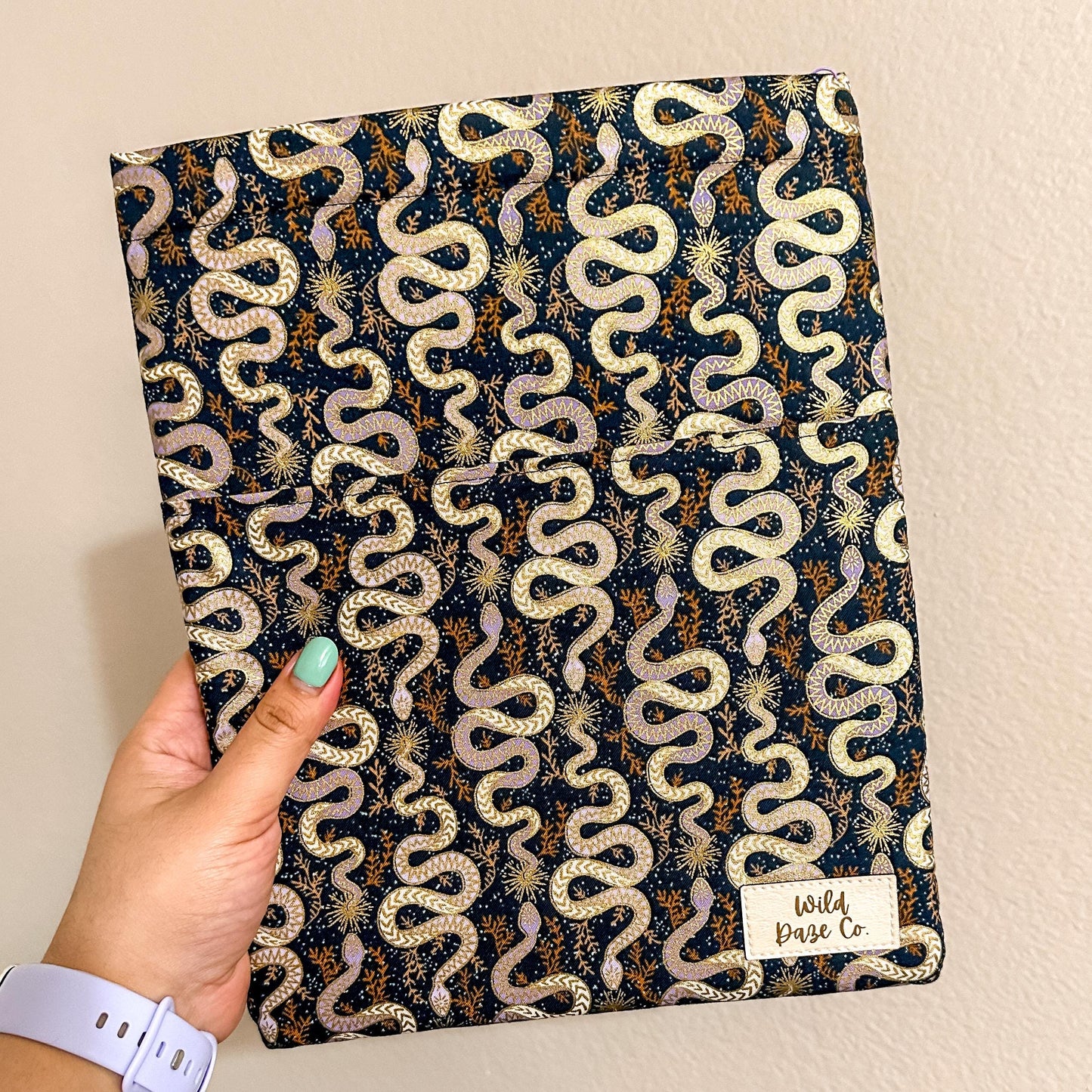 Purple Gold Snakes Book Sleeve