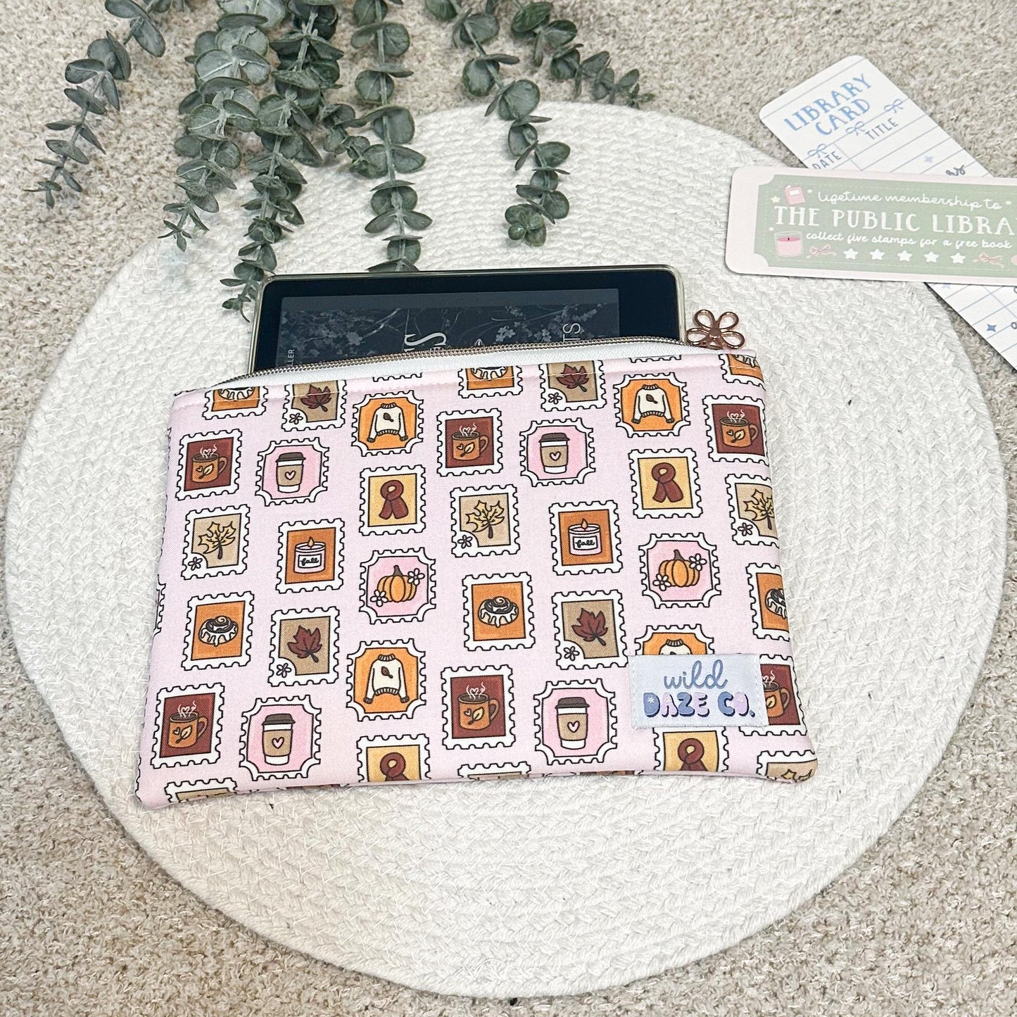 Pink Fall Stamps Book Sleeve