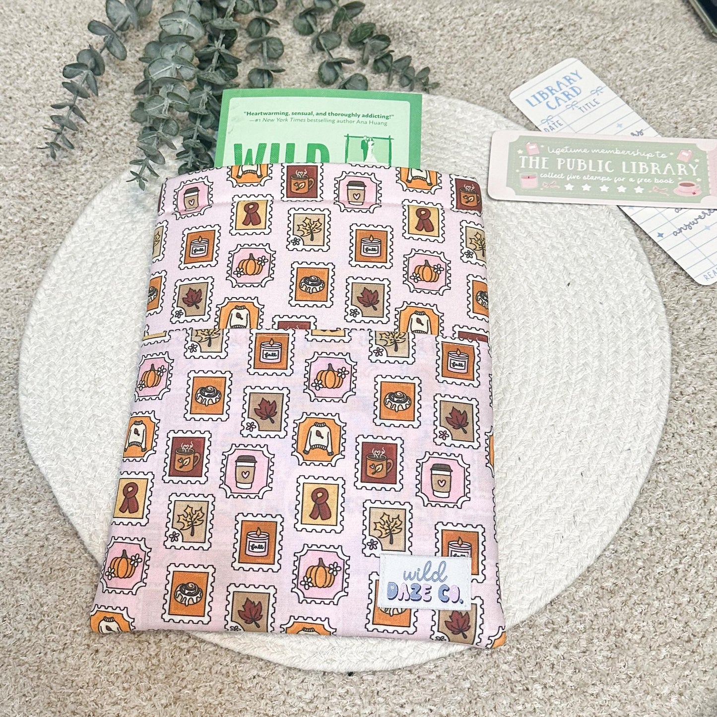 Pink Fall Stamps Book Sleeve